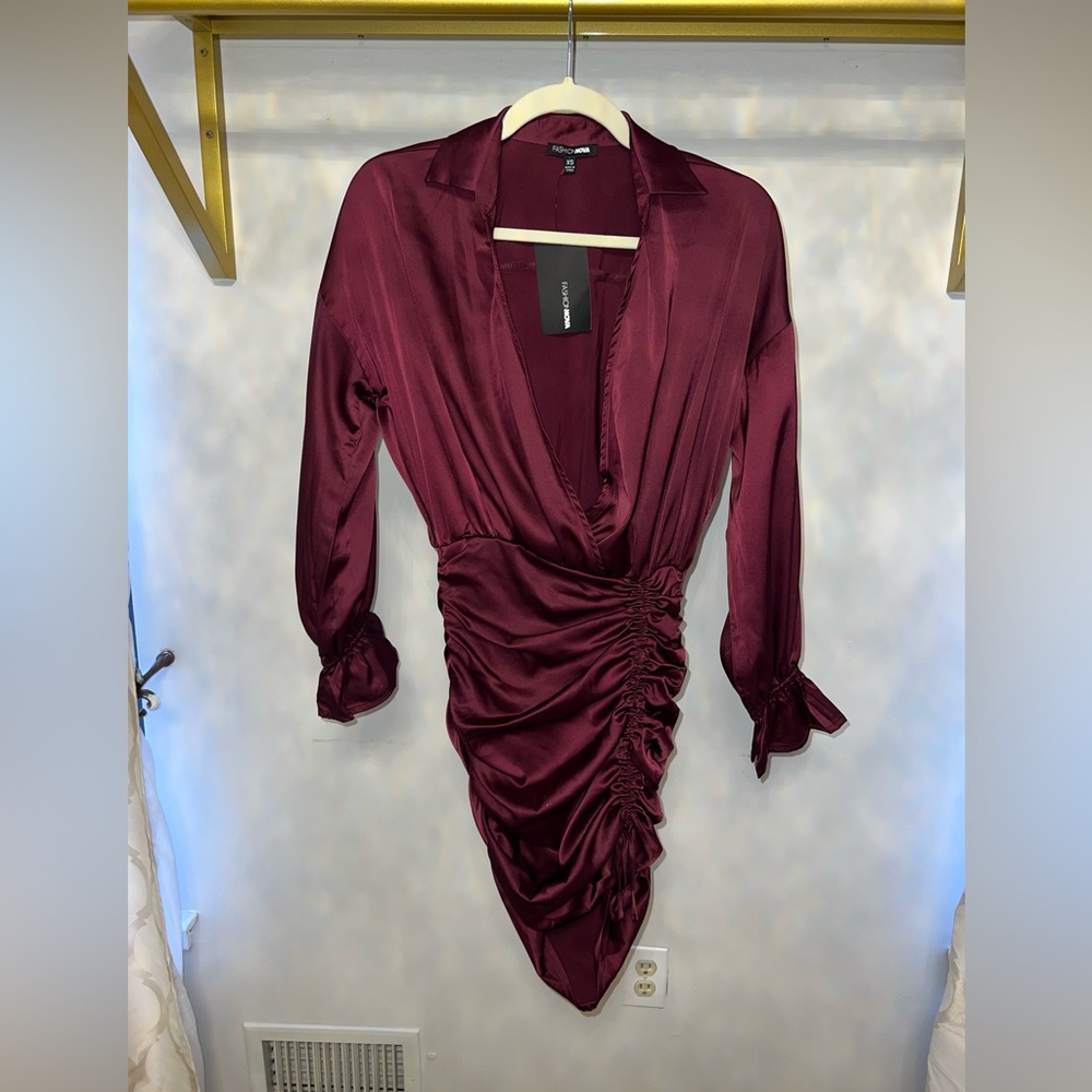 MINI SATIN RED DRESS